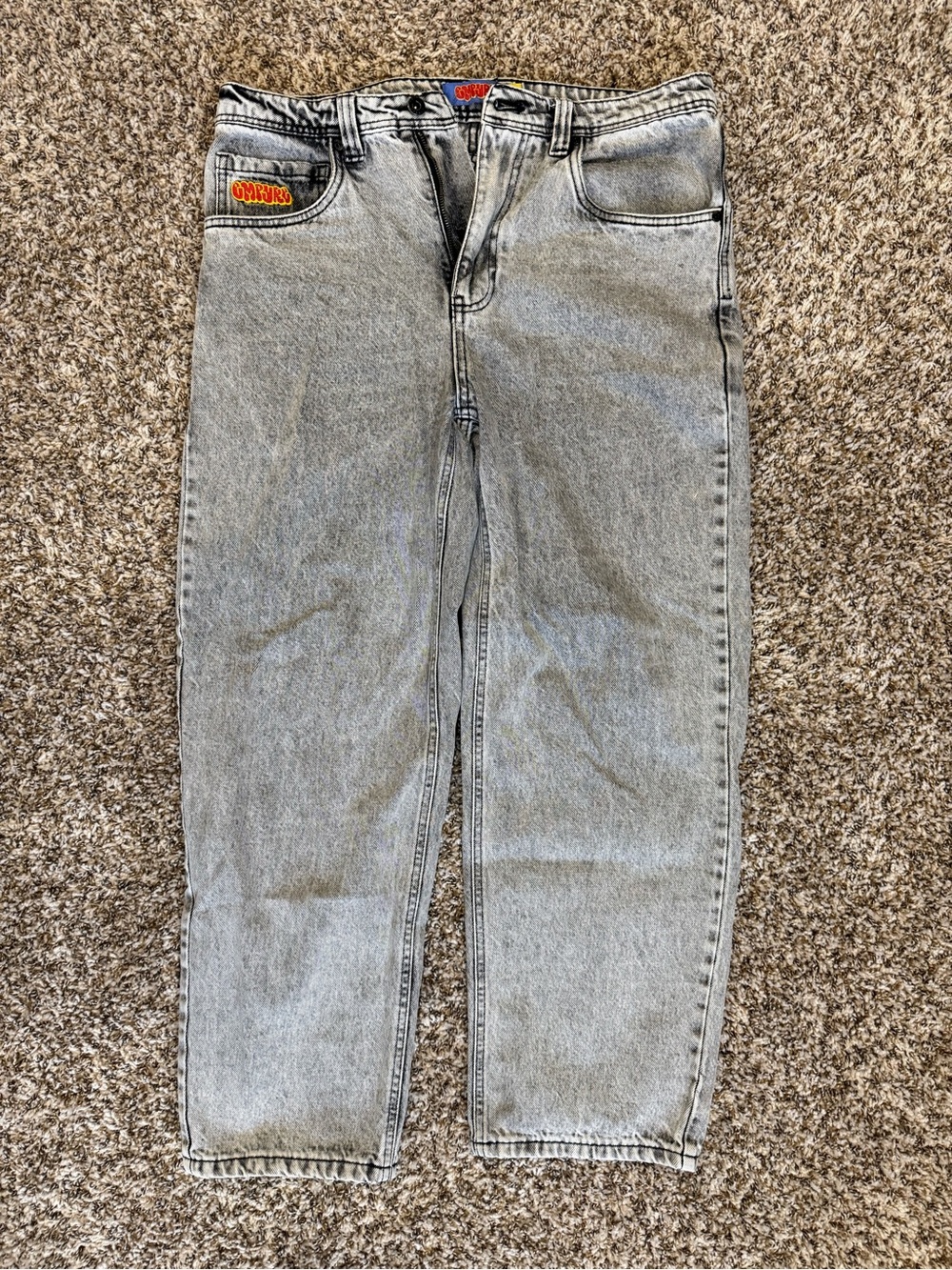 Empyre Scramble Grey Wash Loose Fit Skate Jeans, 32